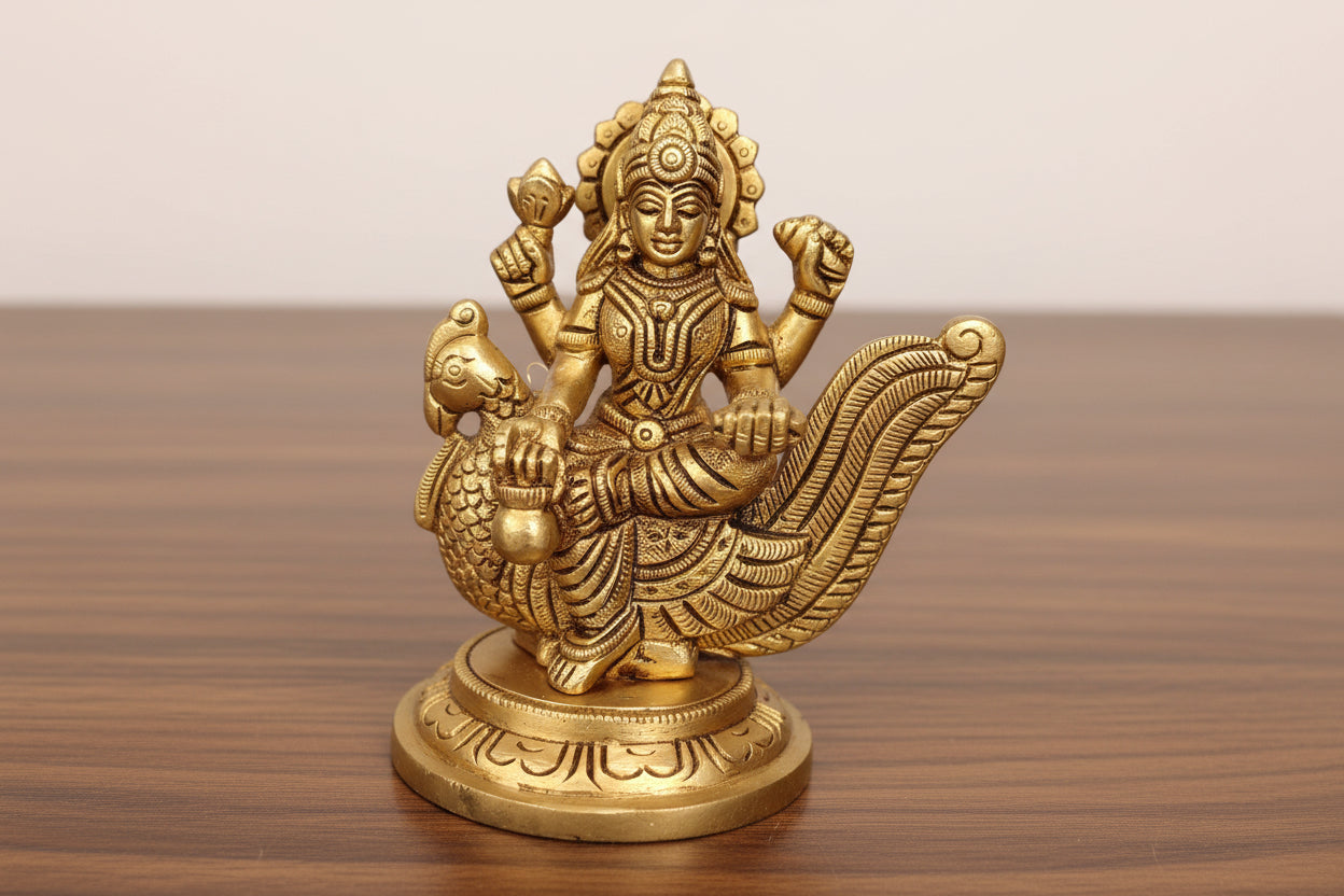 Brass Gayatri on Annam Idol – Spiritual Home Décor, Wisdom & Purity Symbol, Vedic Gift