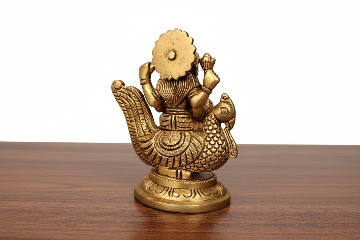 Brass Gayatri on Annam Idol – Spiritual Home Décor, Wisdom & Purity Symbol, Vedic Gift