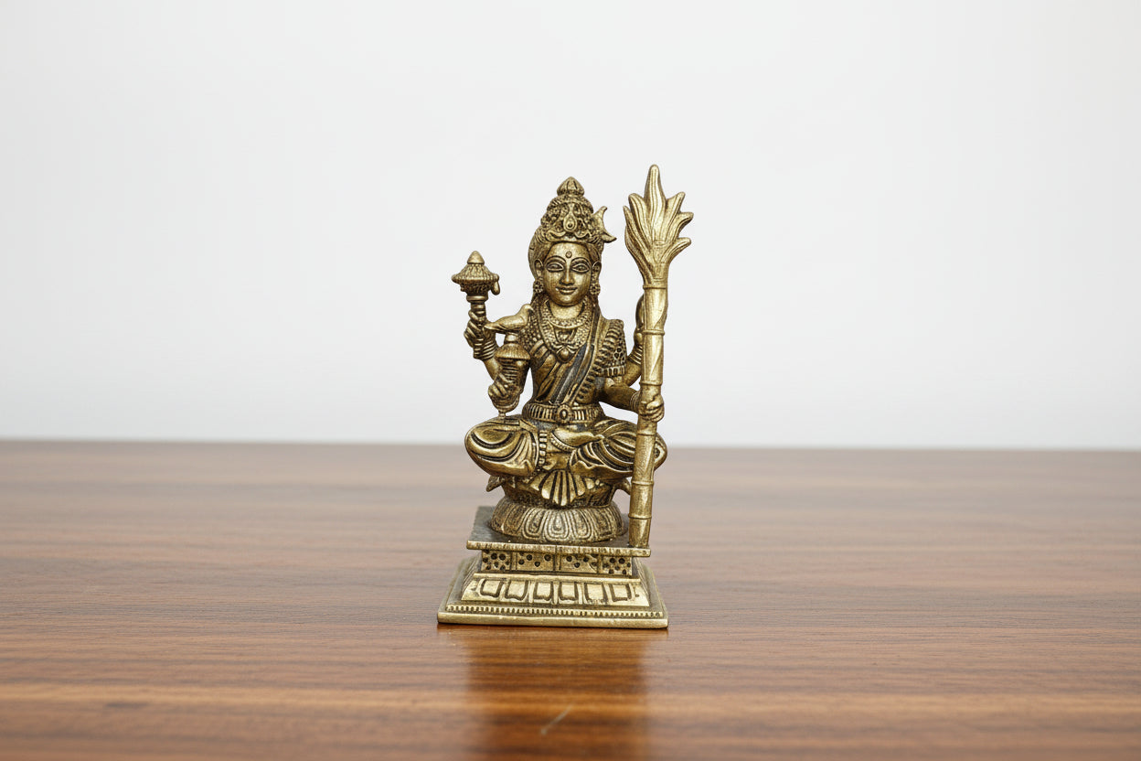 A Brass Rajeshwari Statue represents Goddess Rajarajeshwari (Tripura Sundari/Lalitha Devi),