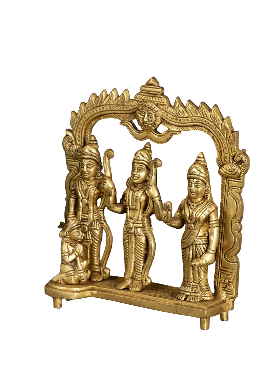 Brass Ram Darbar Idol – Lord Ram, Sita, Lakshman & Hanuman – Divine Blessings, Protection & Spiritual Decor