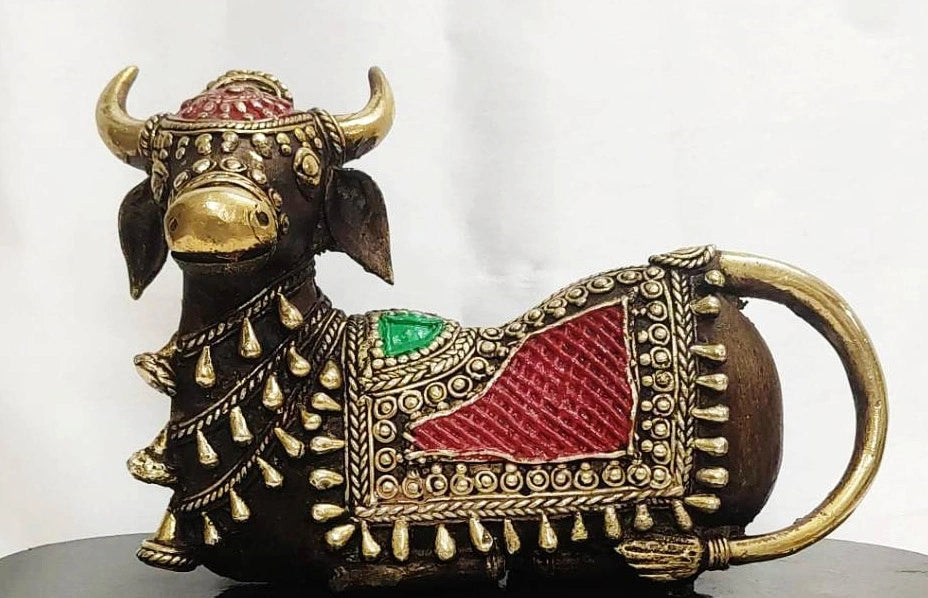 Handcrafted Brass Nandi Sitting Statue  – Traditional Home Décor & Spiritual Blessings