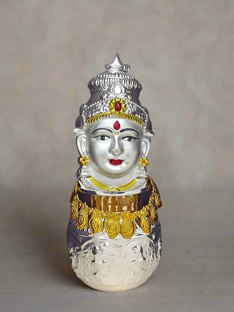 german silver lakshmi face with ashtalakshmi kalash and mala for varalakshmi pooja/ diwali