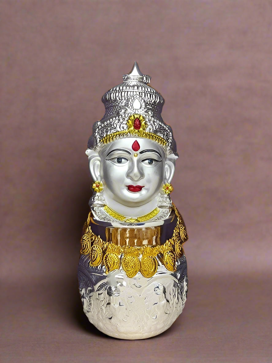 german silver lakshmi face with ashtalakshmi kalash and mala for varalakshmi pooja/ diwali