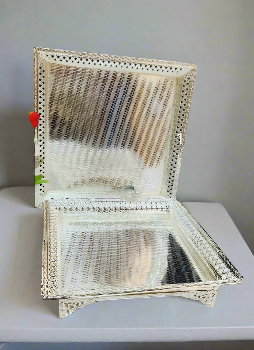german silver set of 2 designer trays for serving/ gift item/ home décor/ pooja
