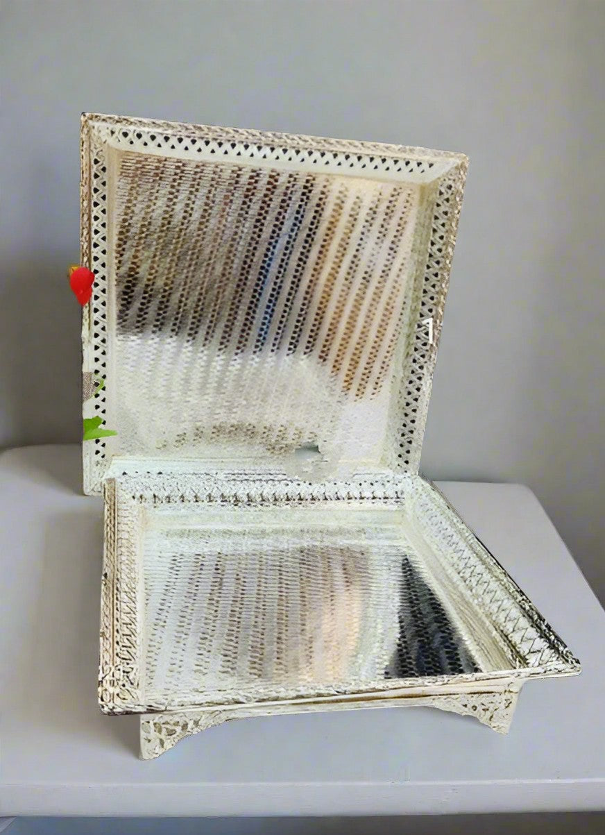 german silver set of 2 designer trays for serving/ gift item/ home décor/ pooja