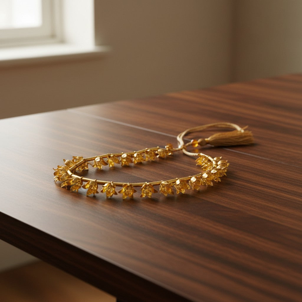 German Silver Astha Lakshmi Kalash with Golden Mala – Perfect for Housewarming, Diwali & Pooja Rituals