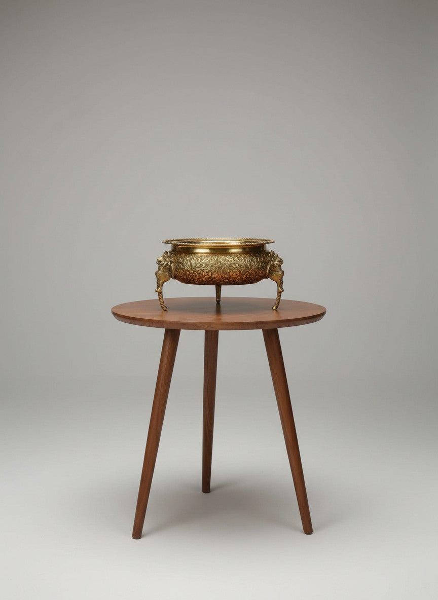 Brass Urli with Elephant Legs – Antique Finish for home decor