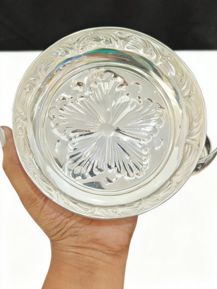 German Silver Fully Carved Set of 4 Plates – 6"