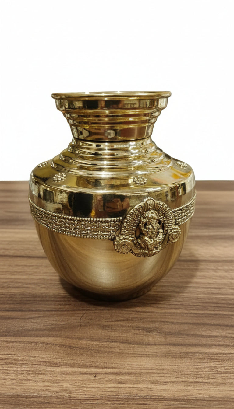 Brass Big Size Kalash / Kodapana with ganesh motif – Traditional Pooja & Home Décor