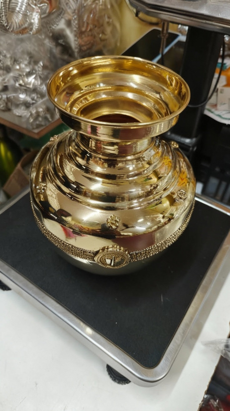 Pure brass finish Shanku chakra nama Kalash / Kodapana – Traditional Pooja & Home Décor