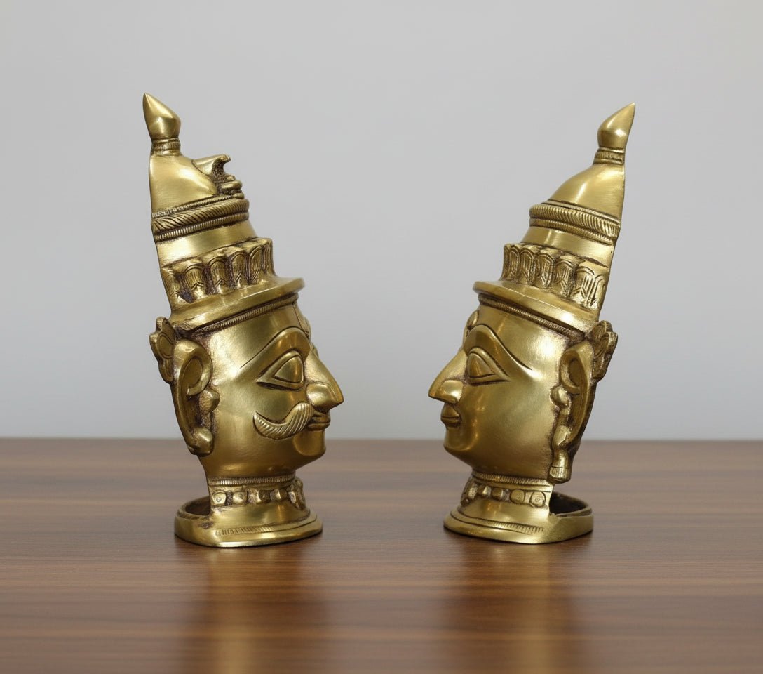 Brass Shiv Parvati Face – Divine Wall Hanging for Pooja & Home Décor