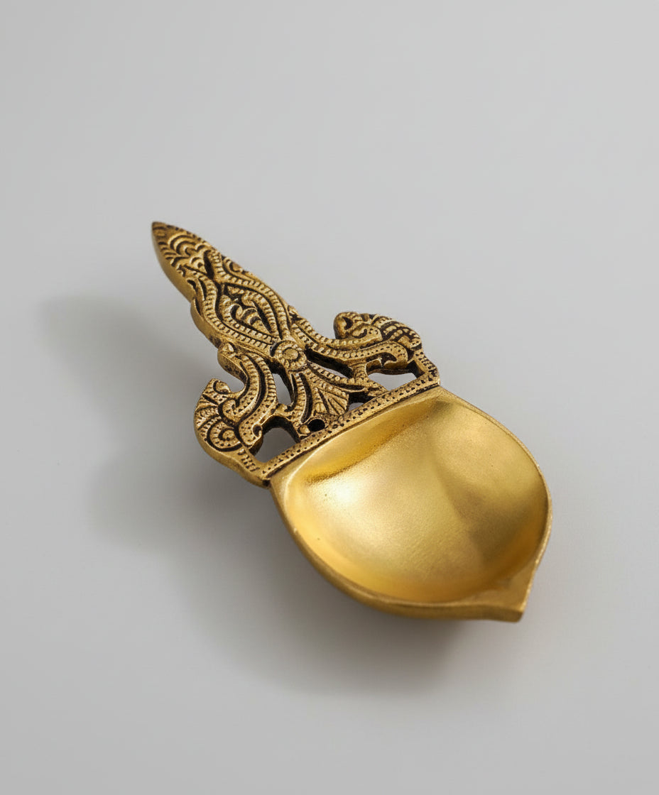 Brass Diya for Burning Dhoop & Kapoor – Sacred Home Temple Accessory