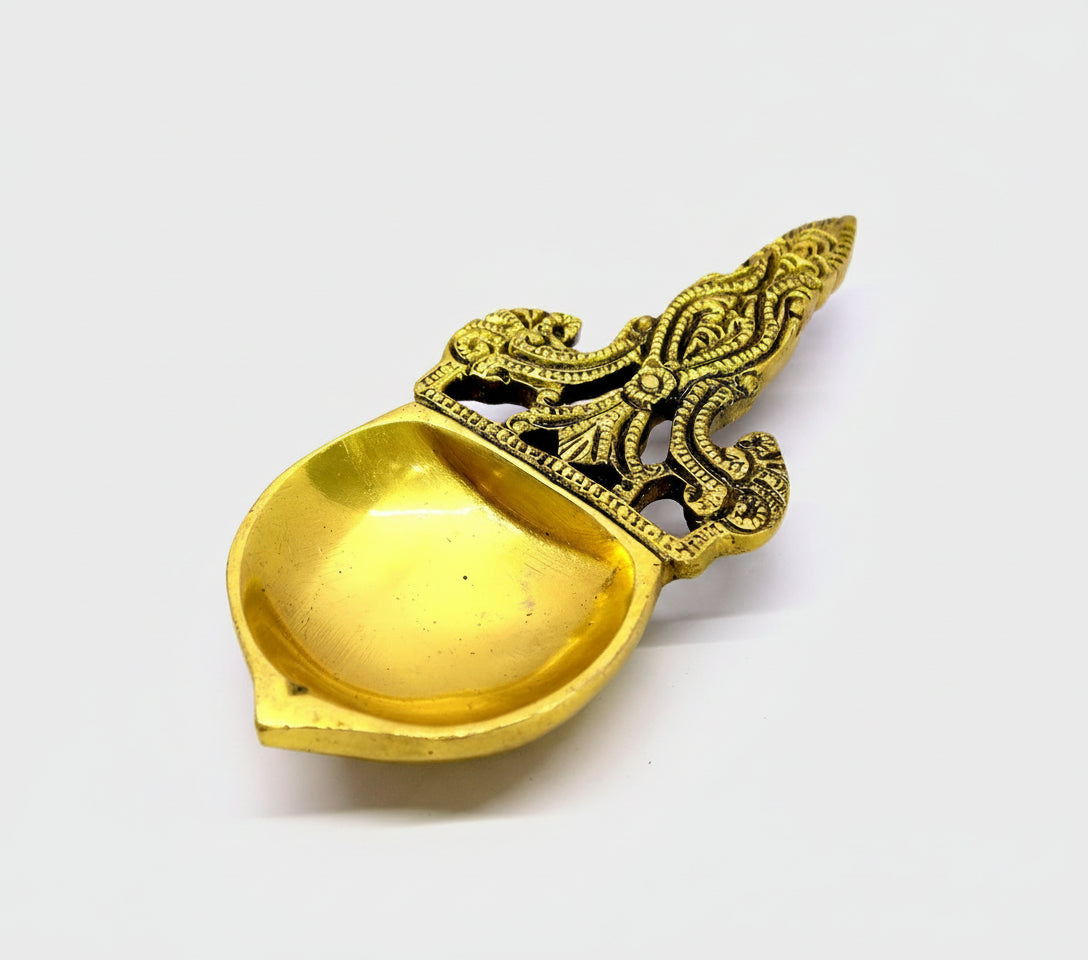Brass Diya for Burning Dhoop & Kapoor – Sacred Home Temple Accessory