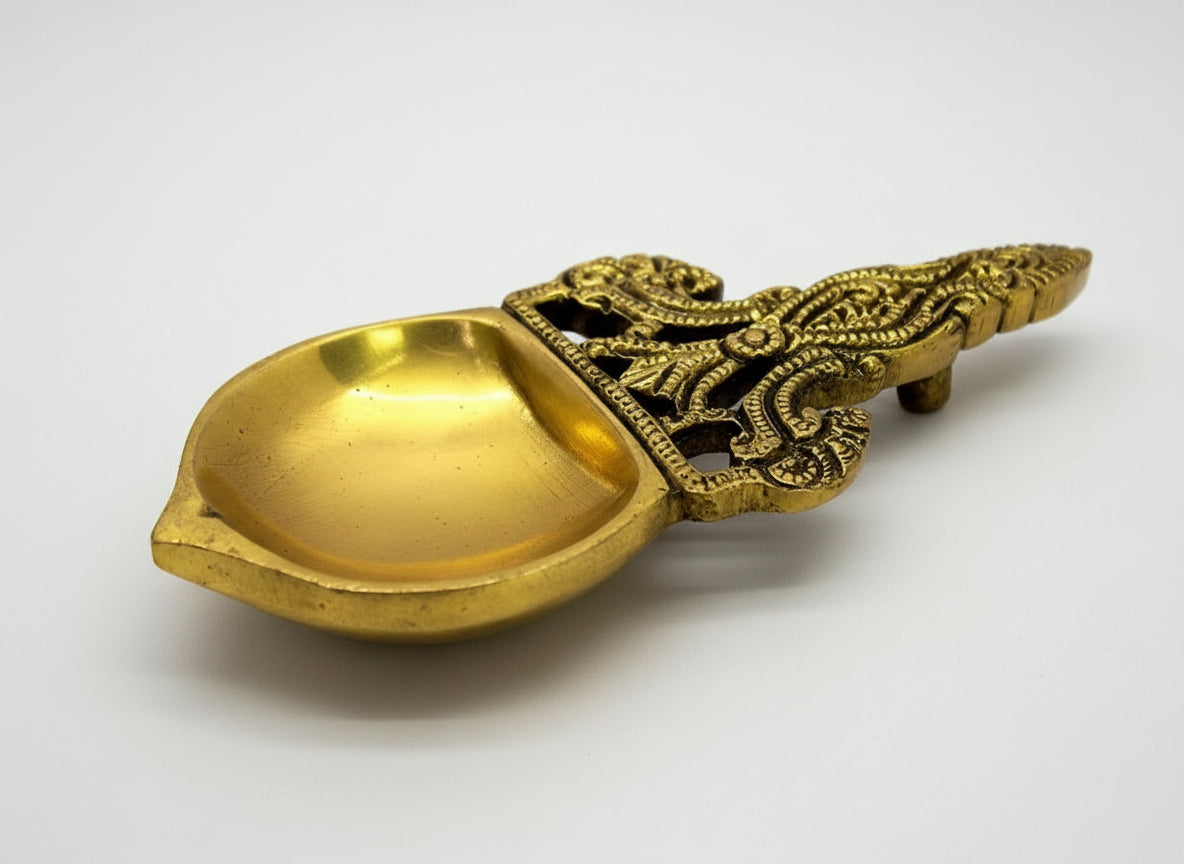Brass Diya for Burning Dhoop & Kapoor – Sacred Home Temple Accessory