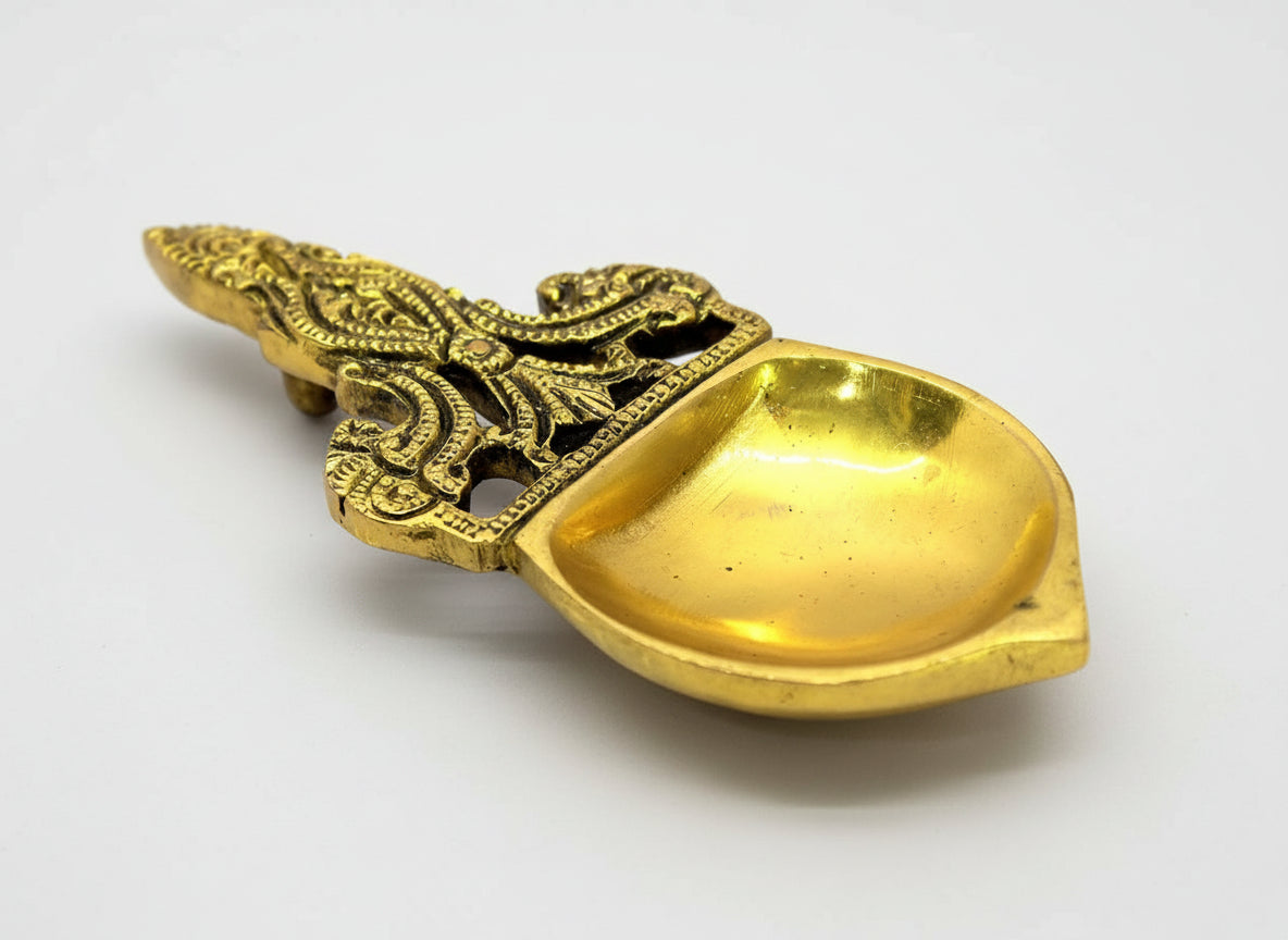 Brass Diya for Burning Dhoop & Kapoor – Sacred Home Temple Accessory