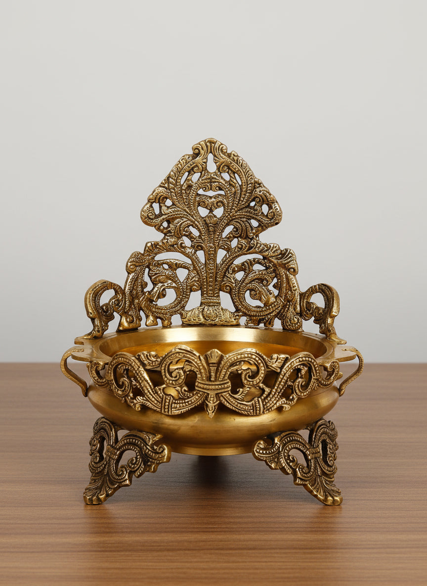 Brass Urli with Stand – Traditional Indian Home Décor Bowl