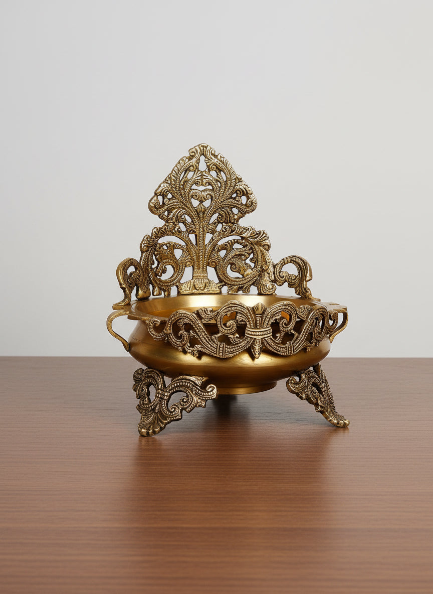 Brass Urli with Stand – Traditional Indian Home Décor Bowl
