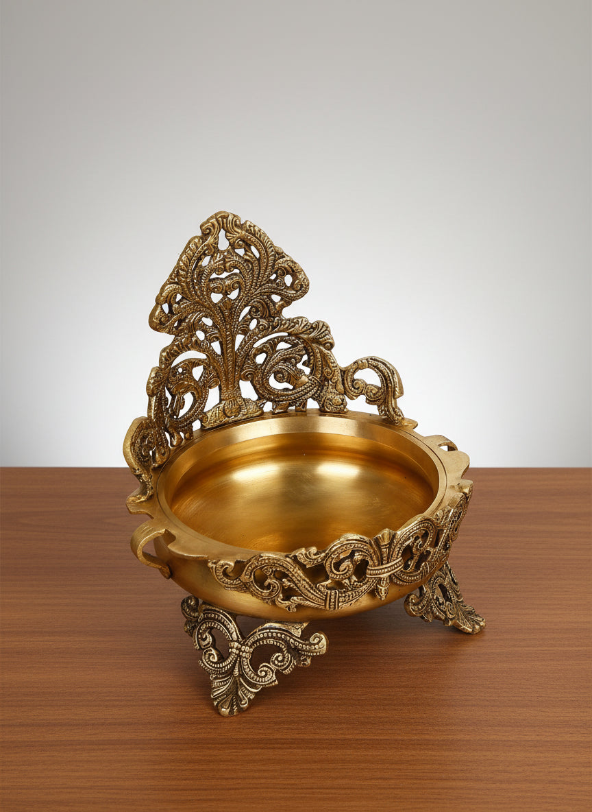 Brass Urli with Stand – Traditional Indian Home Décor Bowl