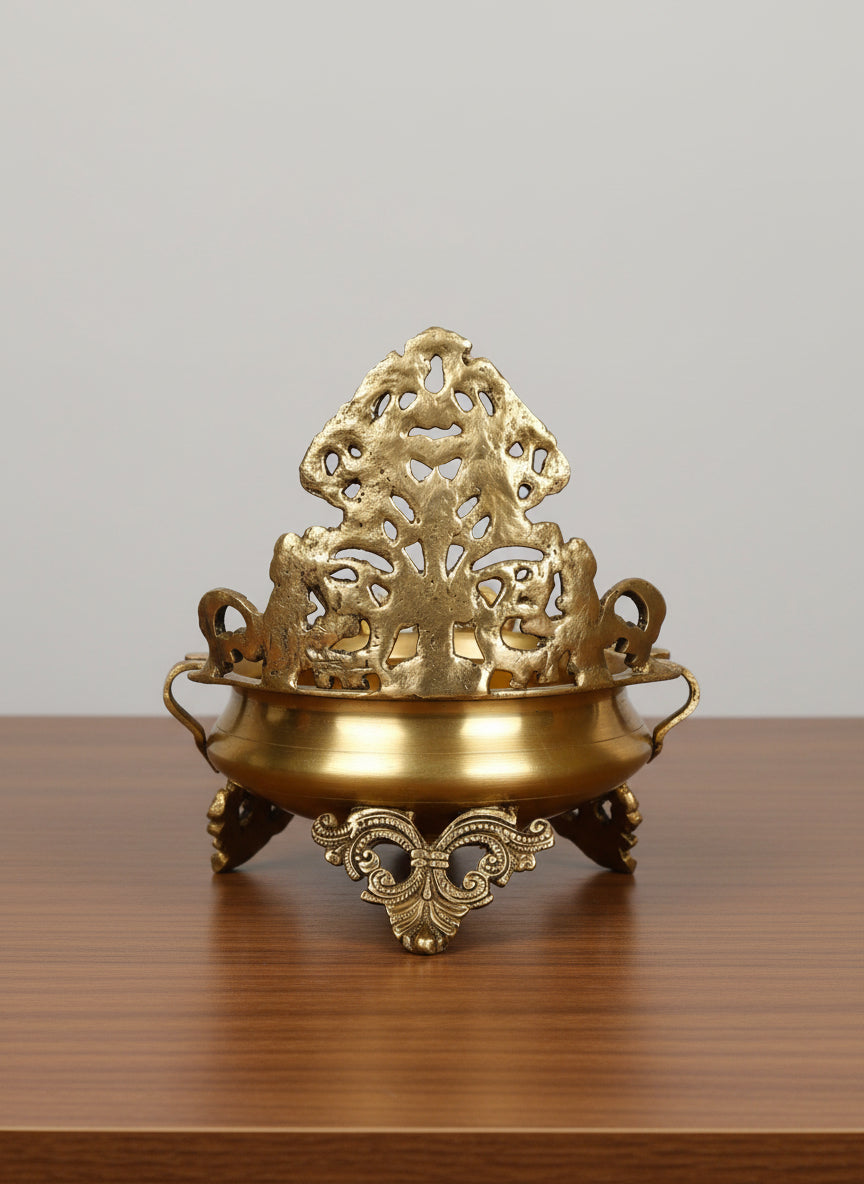 Brass Urli with Stand – Traditional Indian Home Décor Bowl