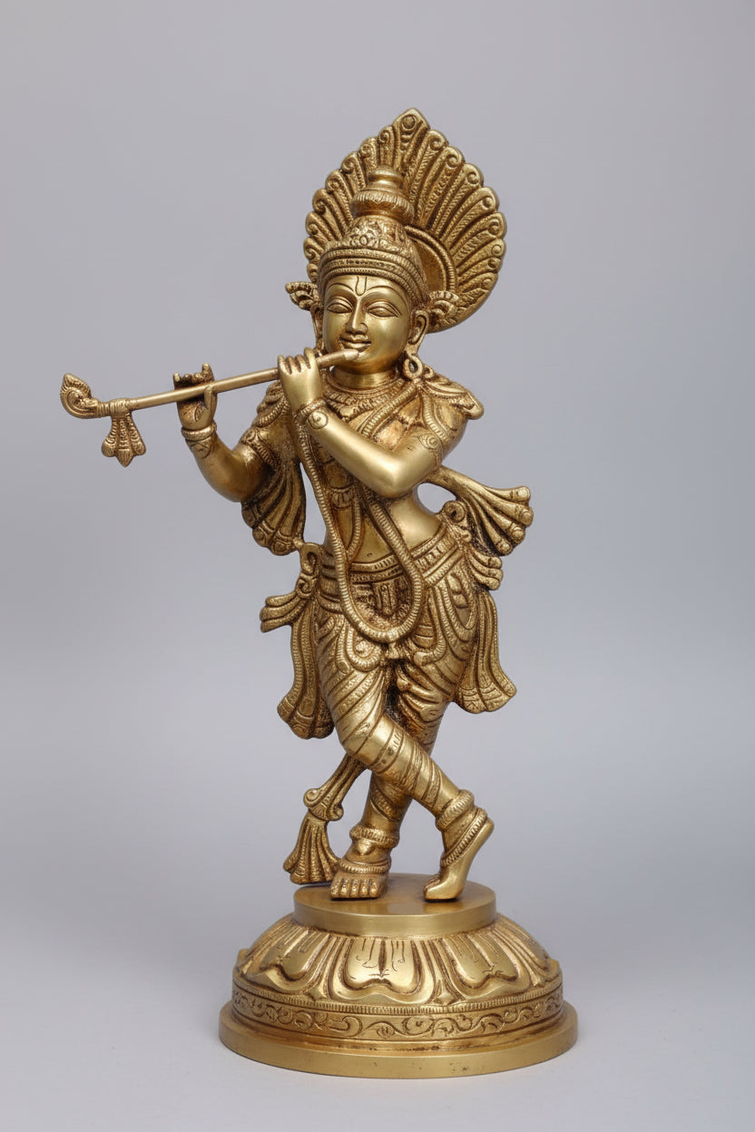 Brass Krishna Statue – Handcrafted Home Temple & Décor Idol