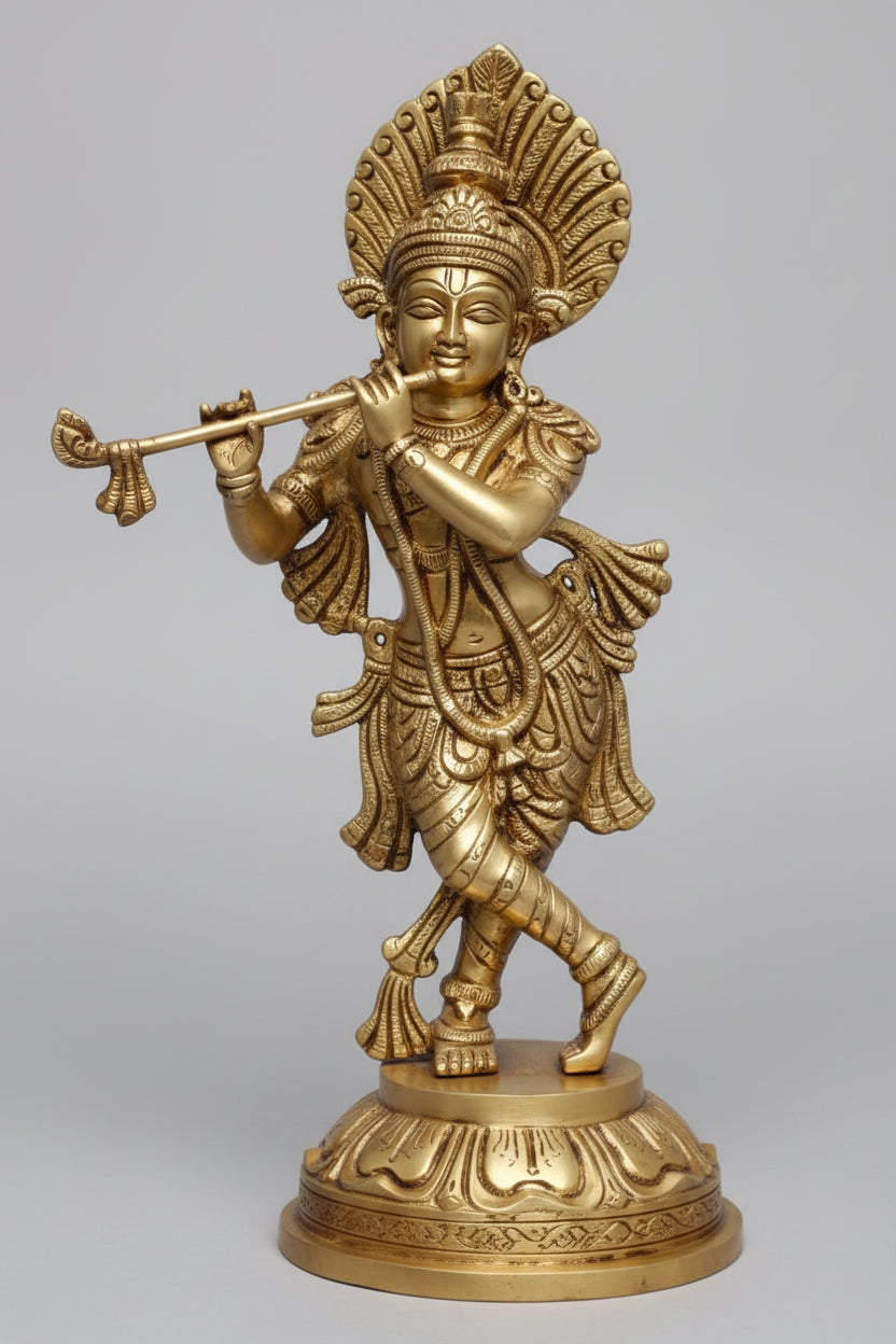 Brass Krishna Statue – Handcrafted Home Temple & Décor Idol