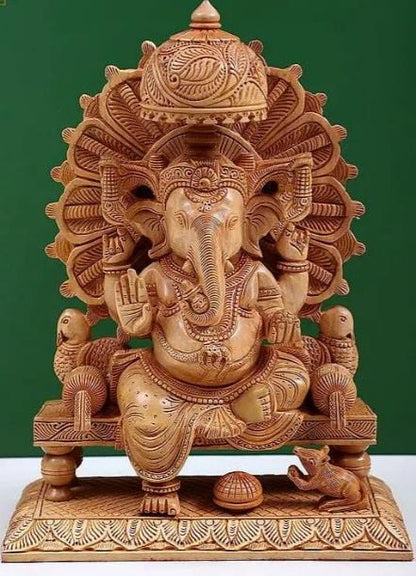 Wooden Ganesh /wooden Hand Carved Fine Ganesh Idol