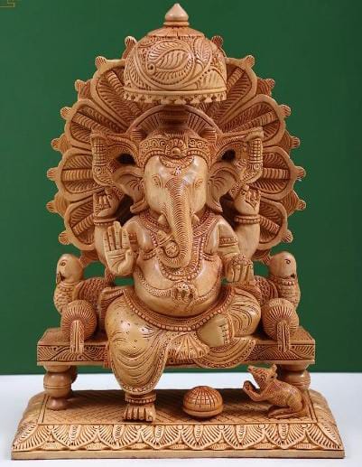 Wooden Ganesh /wooden Hand Carved Fine Ganesh Idol