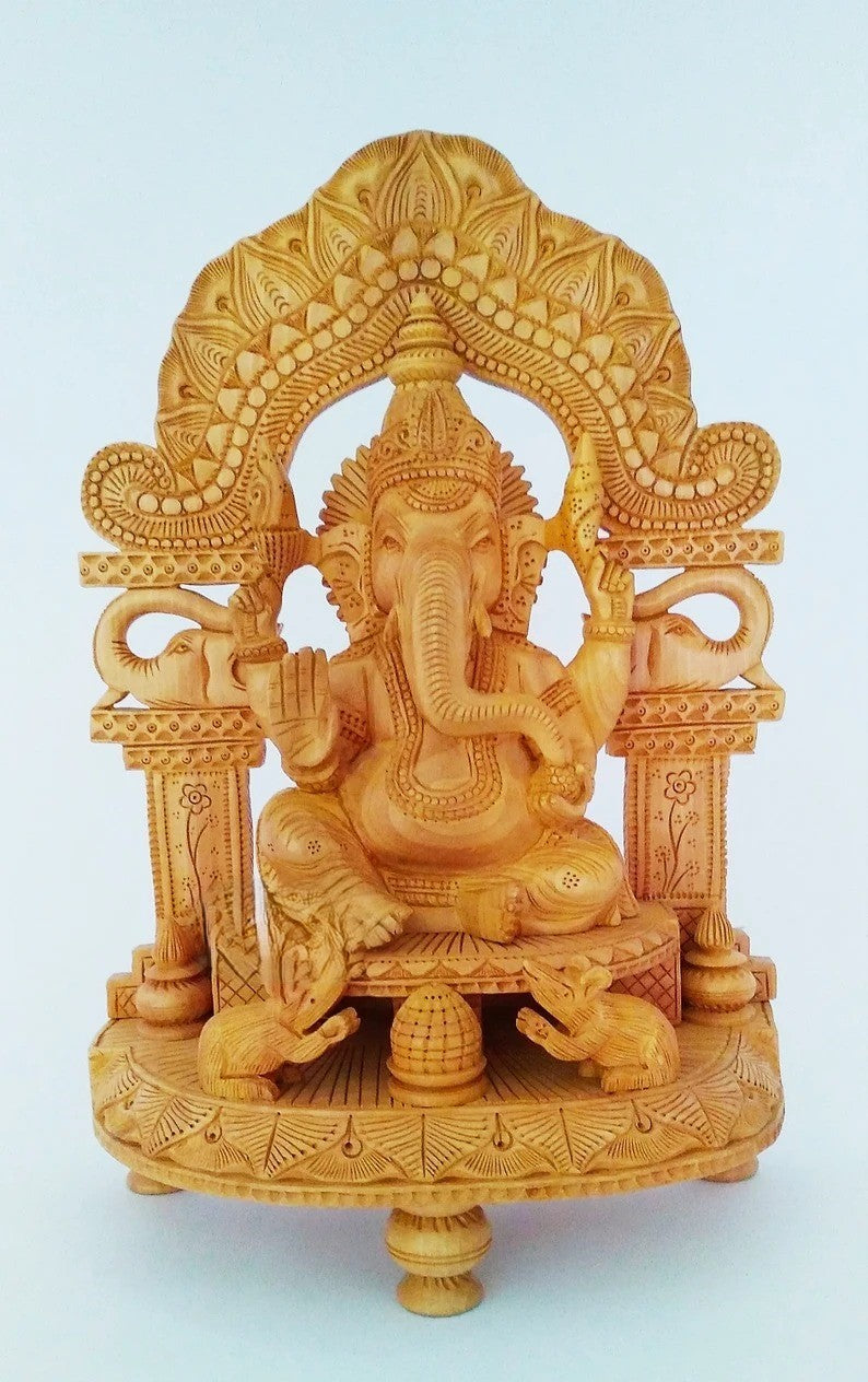 Wooden Ganesh /wooden Hand Carved Fine Ganesh Idol