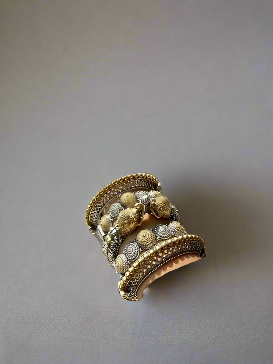 set of 5 dual tone oxidized Silver replica openable bangles combo set