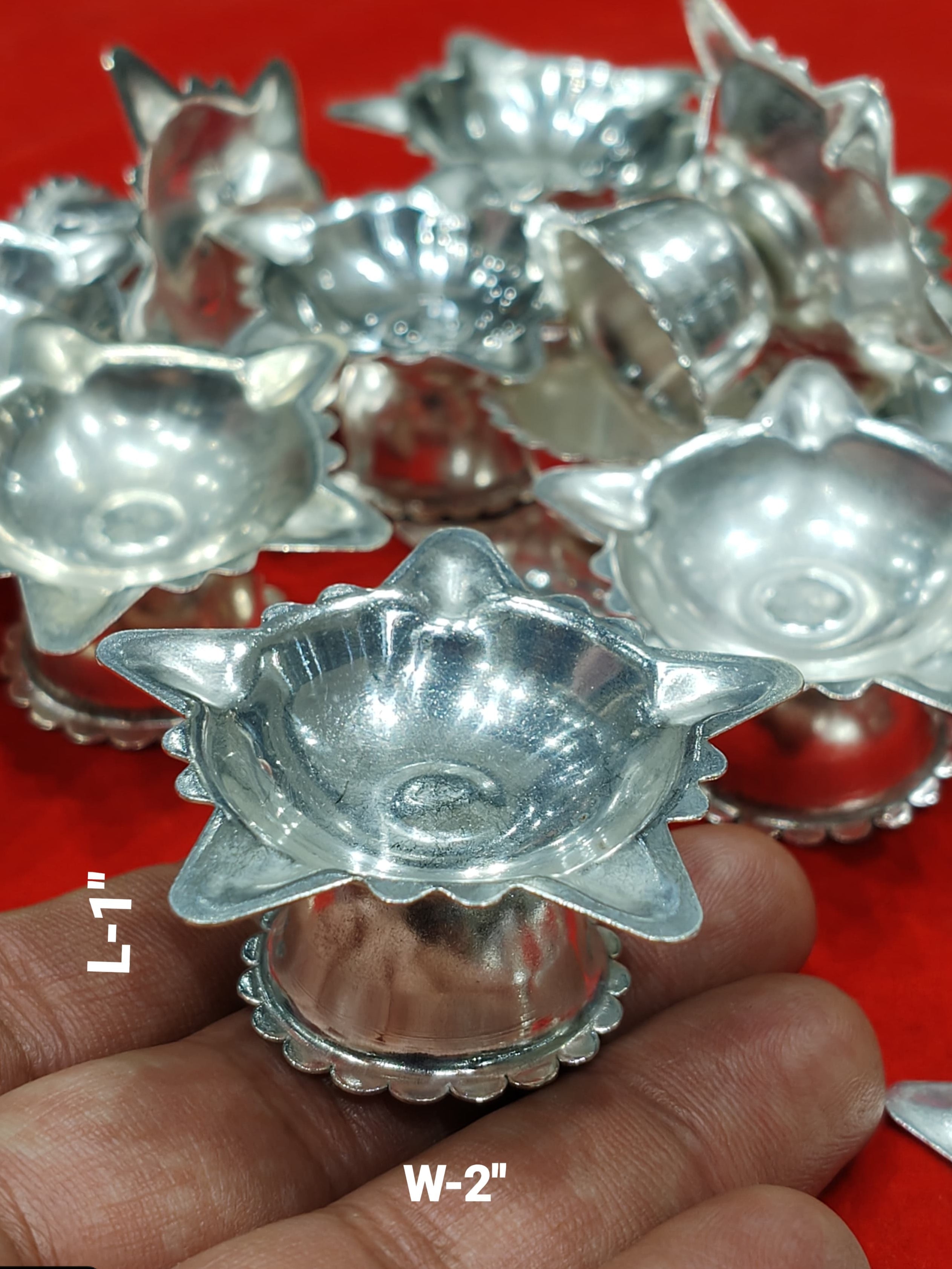 Silver Plated Set of 12 panchmukhi ( 5 Faces Diya ) Diya Set for Festival. Giveaway