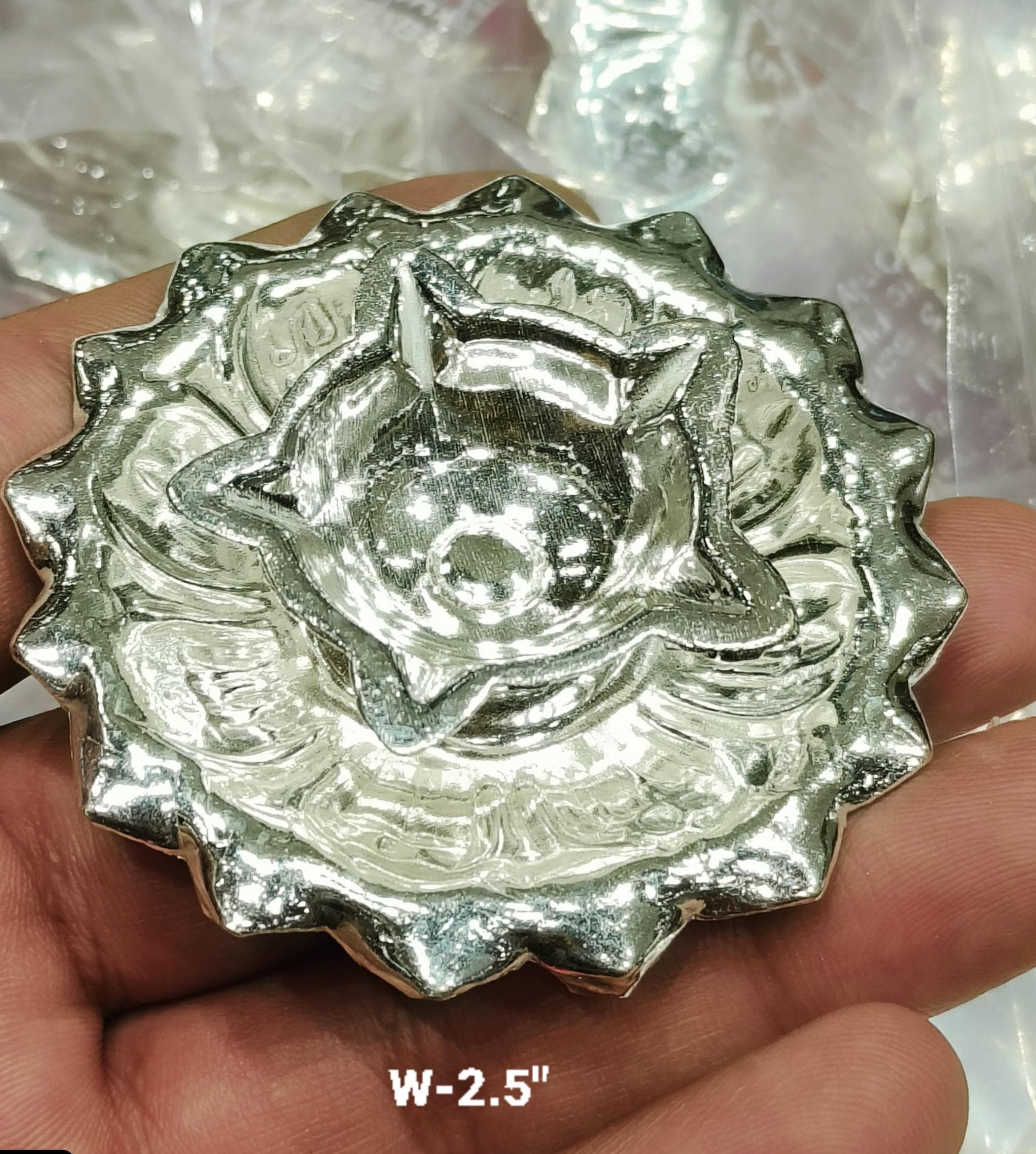 Silver Plated Set of 12 panchmukhi ( 5 Faces Diya ) Diya Set for Festival.