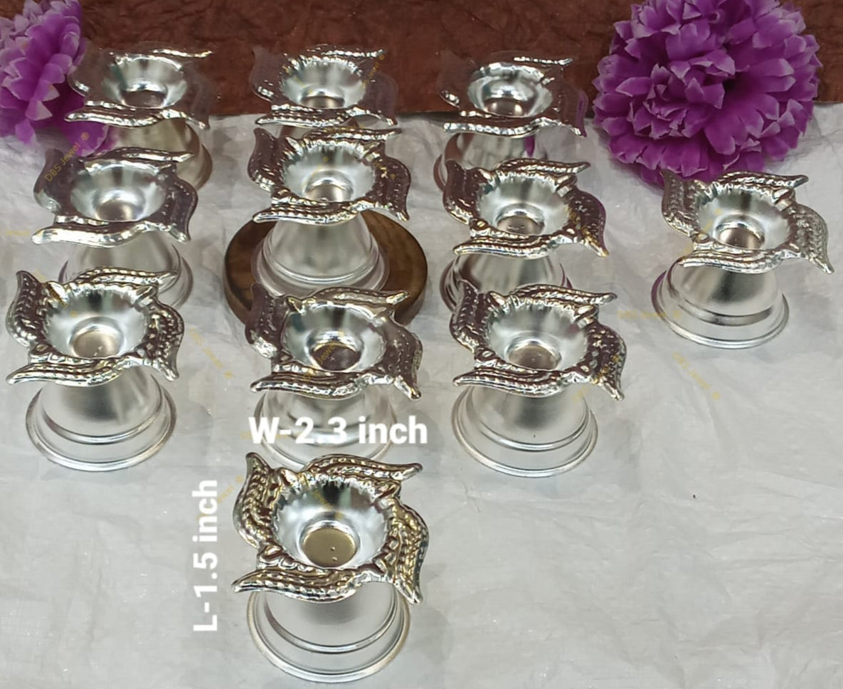 Silver Plated Set of 12 Pieces Diya for Temple/ Diwali/ give Away Gifts