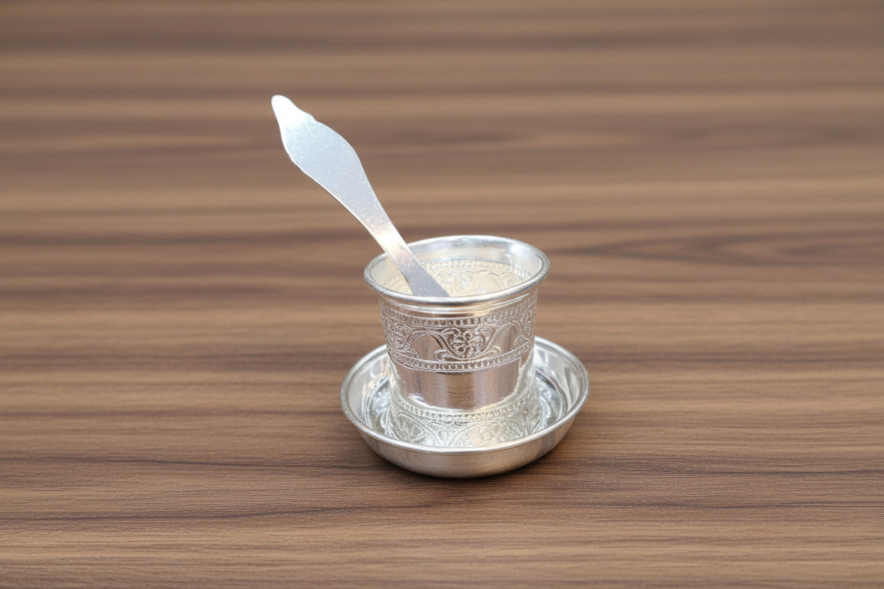 German Silver Panchpatra Set – For Housewarming & Daily Pooja