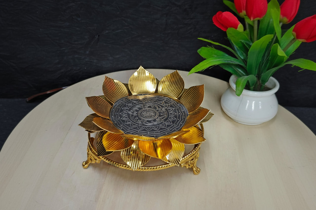 German Silver Golden Lotus Stand – For Idols