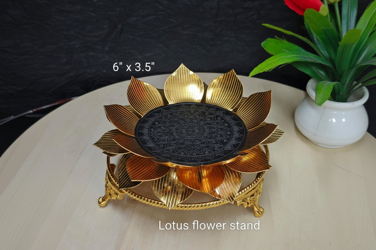 German Silver Golden Lotus Stand – For Idols