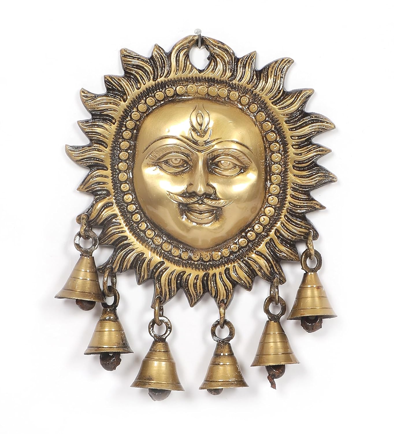 Brass Sun Wall Hanging with Bells – For Home Décor & Pooja