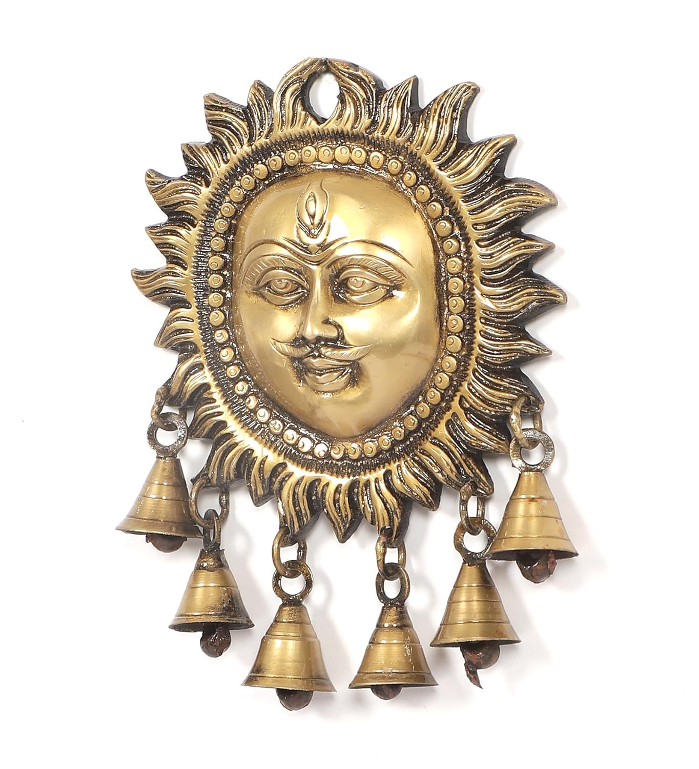 Brass Sun Wall Hanging with Bells – For Home Décor & Pooja