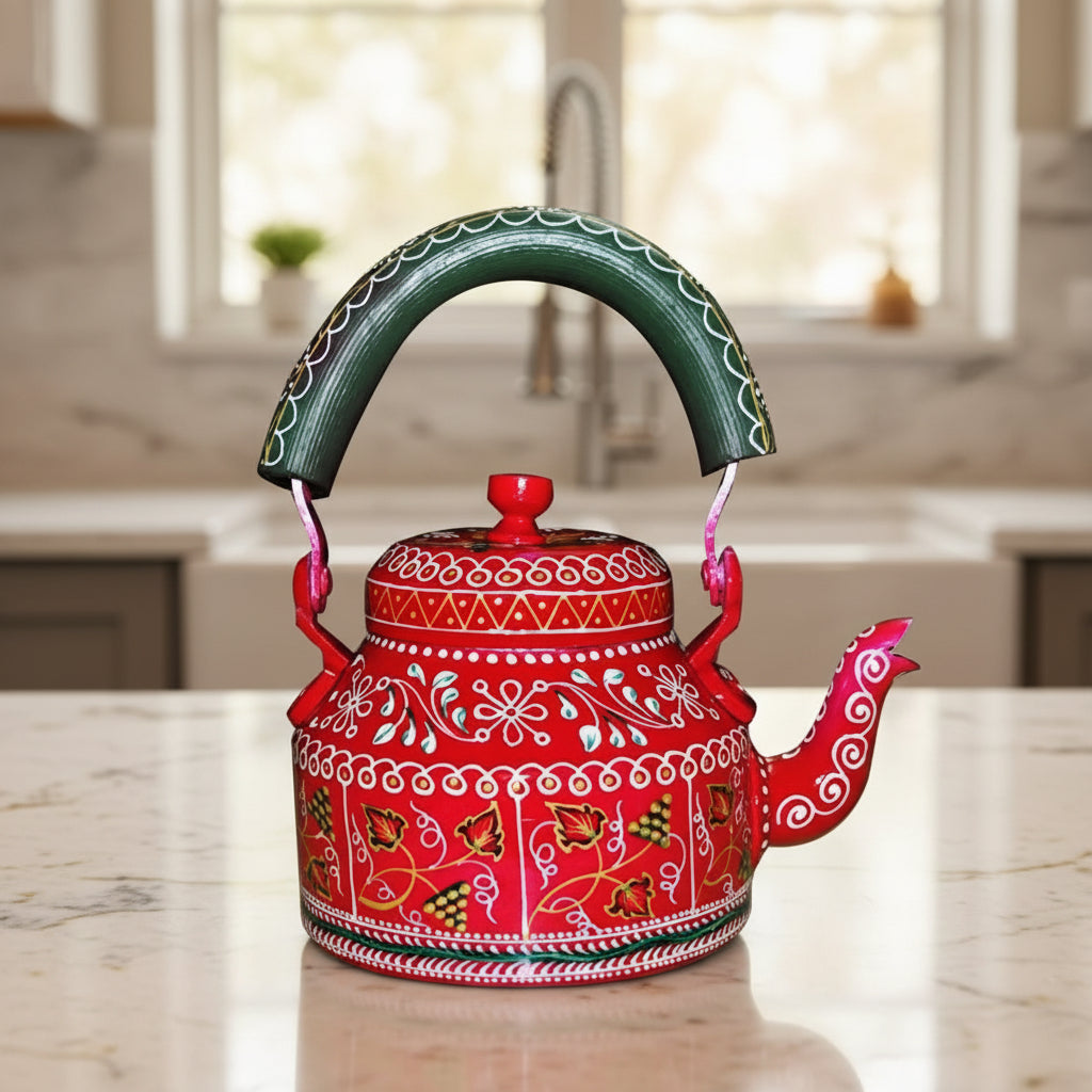 Handmade Colorful Decorative Kettle | Artistic Home Décor Accent | Kitchen Display Piece