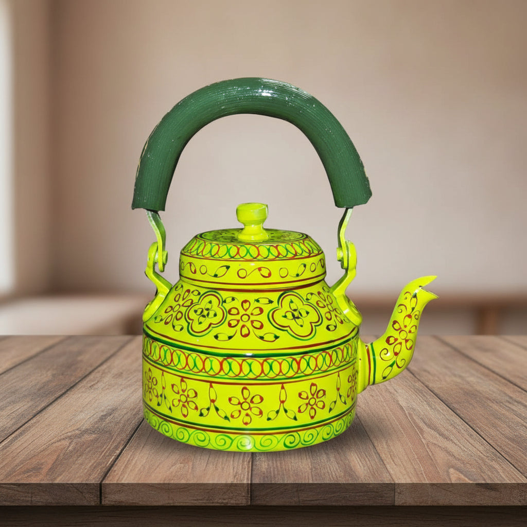 Colorful Handmade Kettle Décor | Bright Home Accent | Unique Kitchen Decoration, green