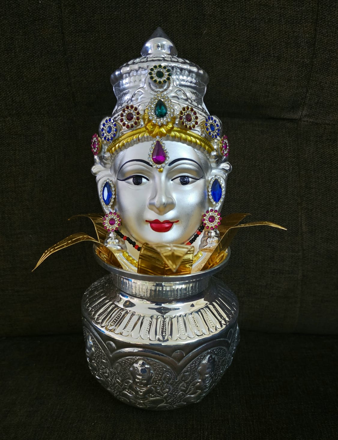 german silver pooja thali set for varalakshmi pooja/housewarming/diwali