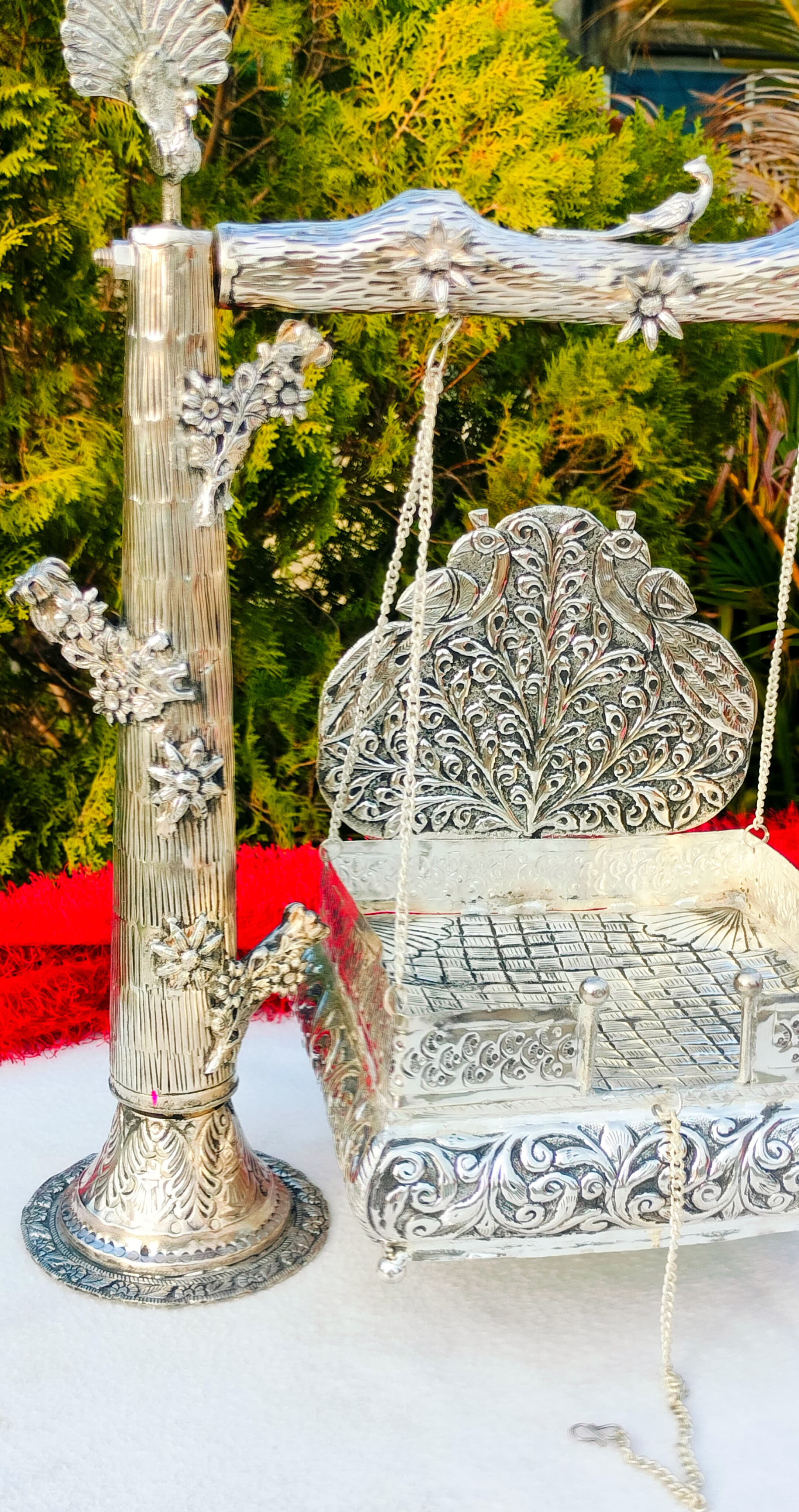 Antique German silver antique Tree design jhula for laddu gopal/ kahna/ idol