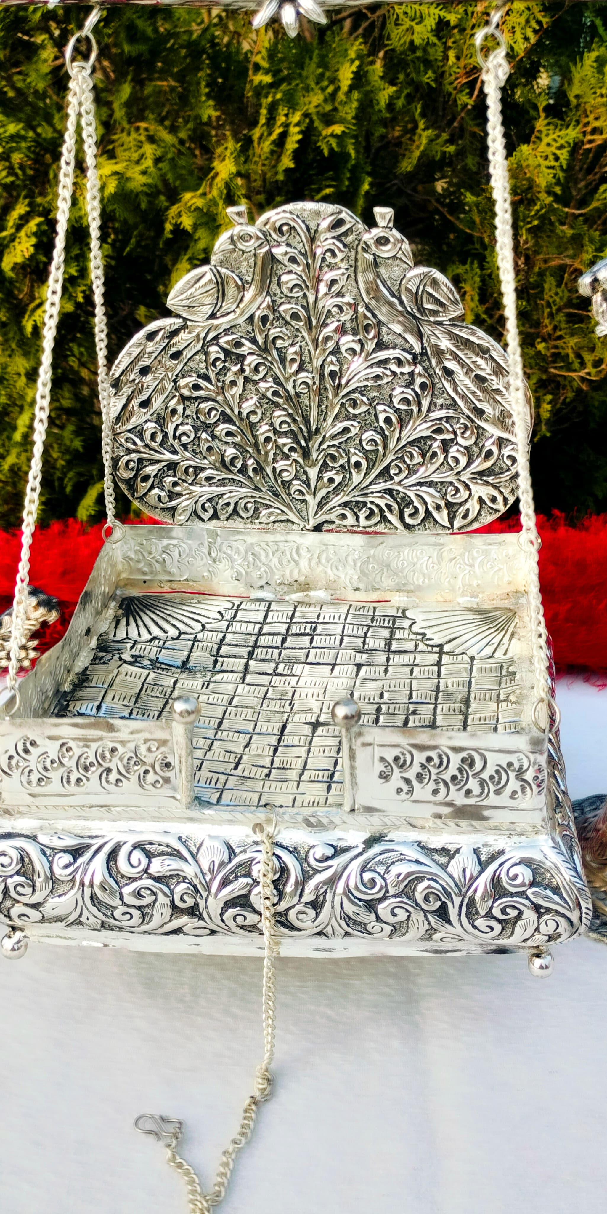 Antique German silver antique Tree design jhula for laddu gopal/ kahna/ idol