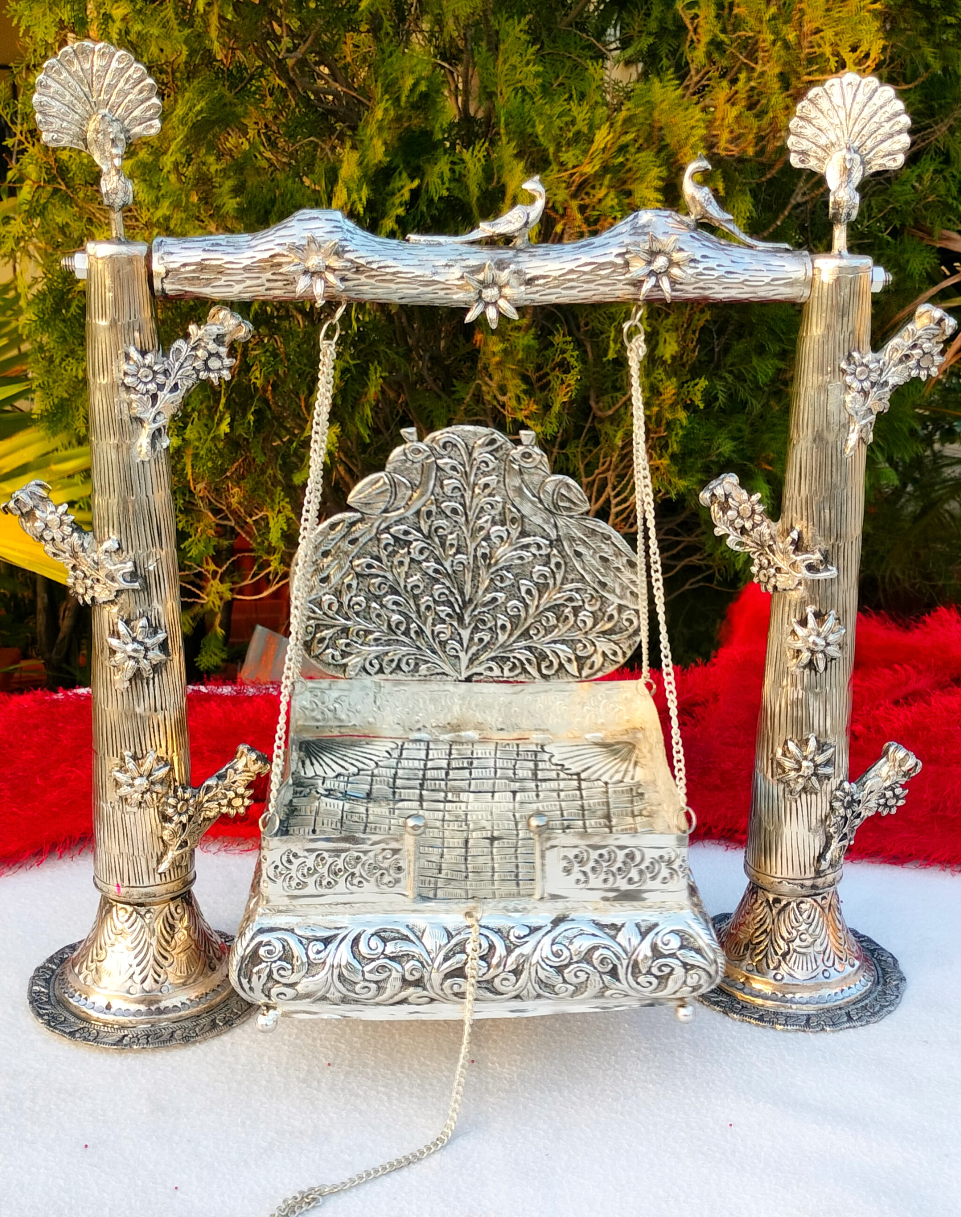 Antique German silver antique Tree design jhula for laddu gopal/ kahna/ idol