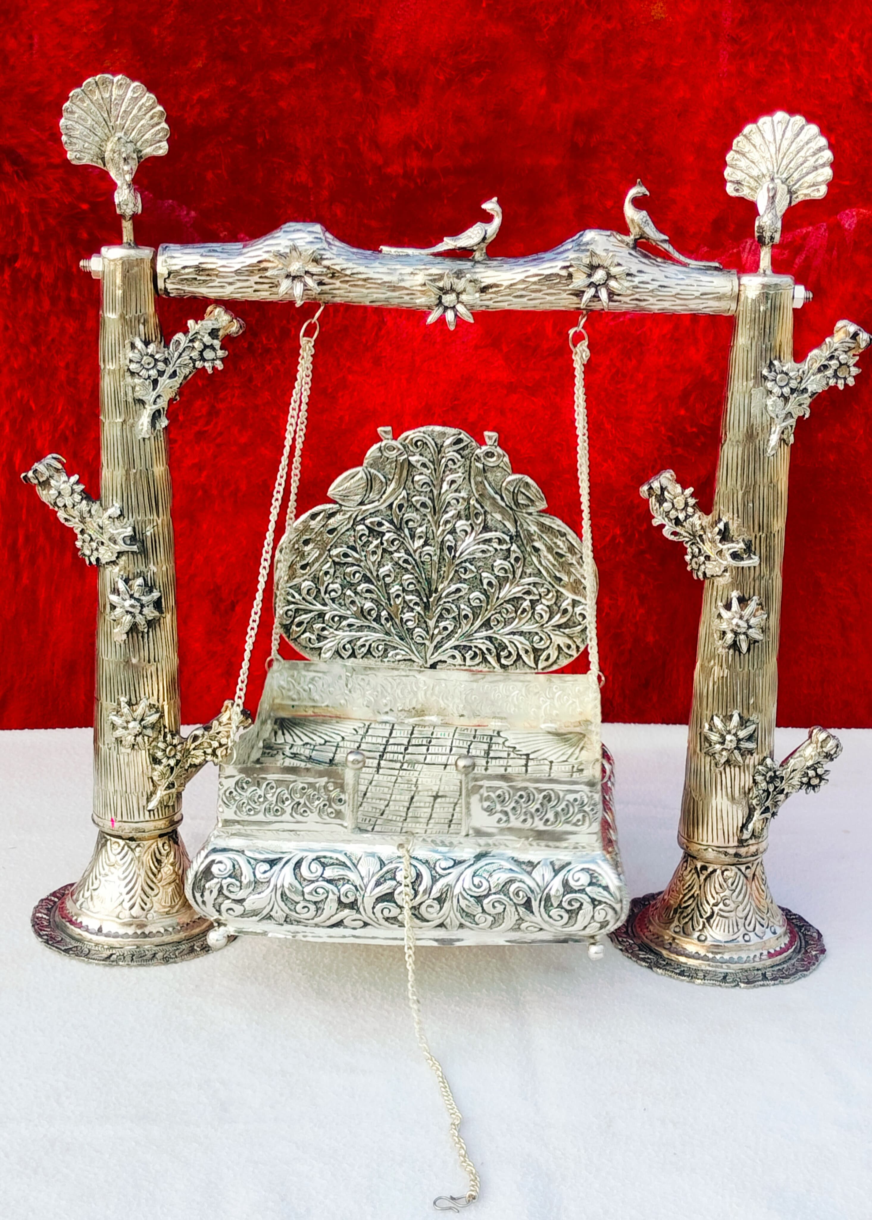 Antique German silver antique Tree design jhula for laddu gopal/ kahna/ idol