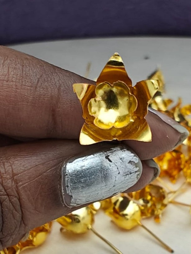 german silver golden pooja flowers set of 108 flowers for pooja