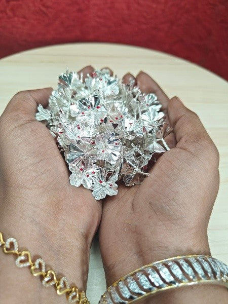 german silver silver flower pooja flowers set of 108 flowers for pooja