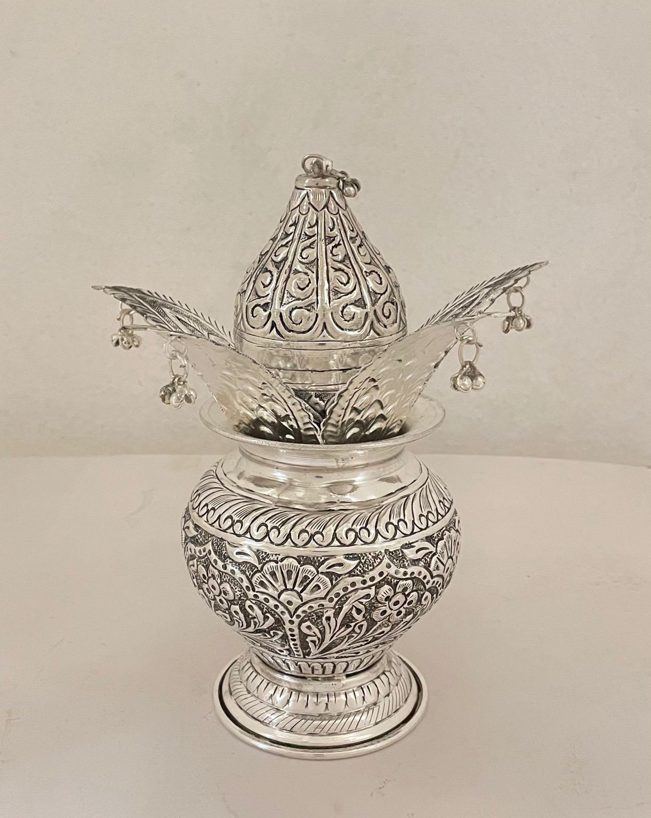 German Silver Mangal Kalash for Diwali & Housewarming Pooja Décor
