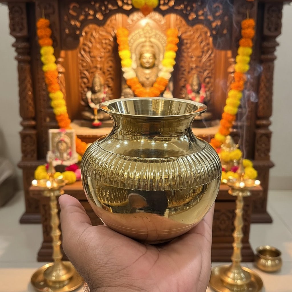 Brass Kalash – Traditional Sacred Pot for Pooja & Auspicious Rituals