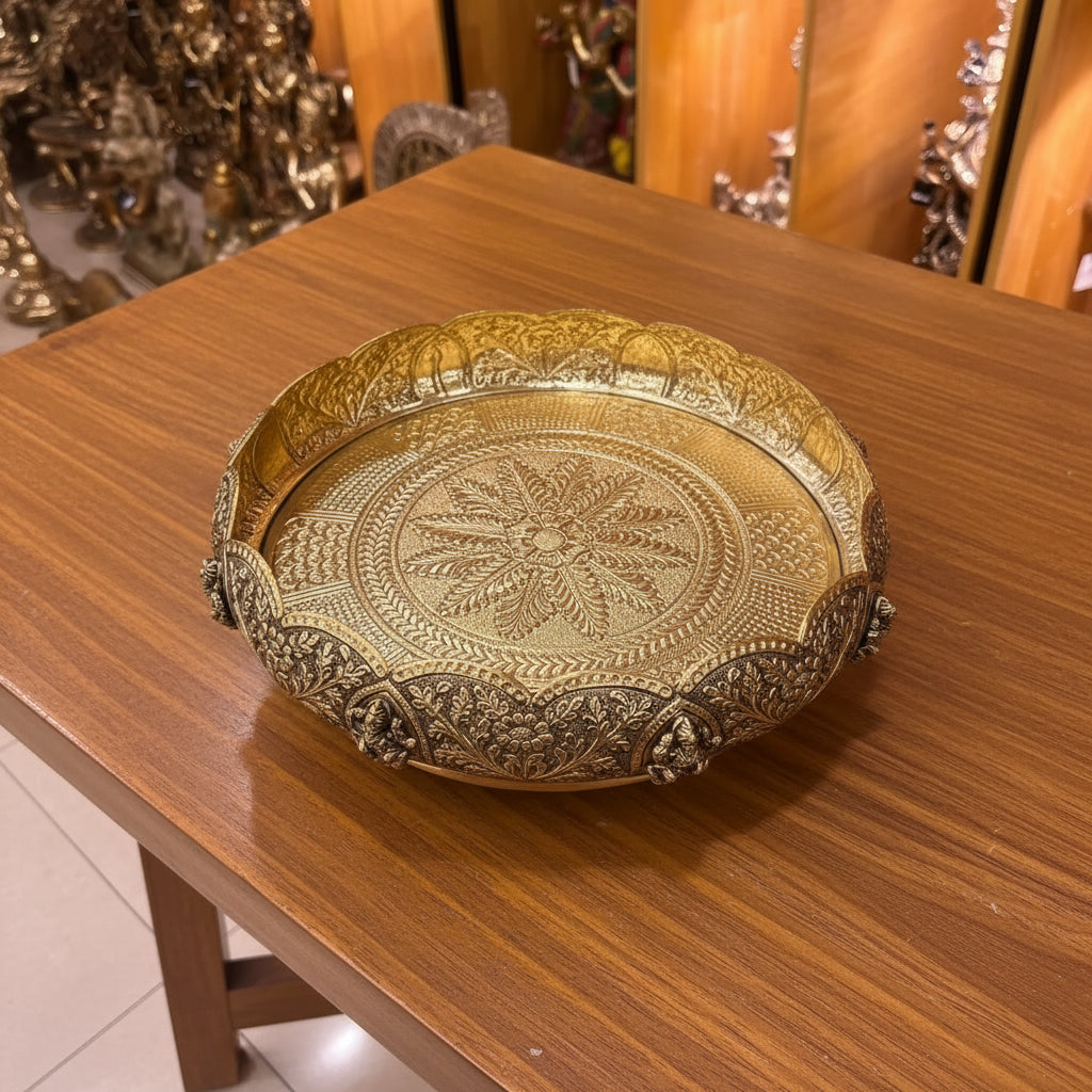 Brass Ashta Lakshmi Urli – Big Size Antique Finish Bowl for Pooja & Home Décor
