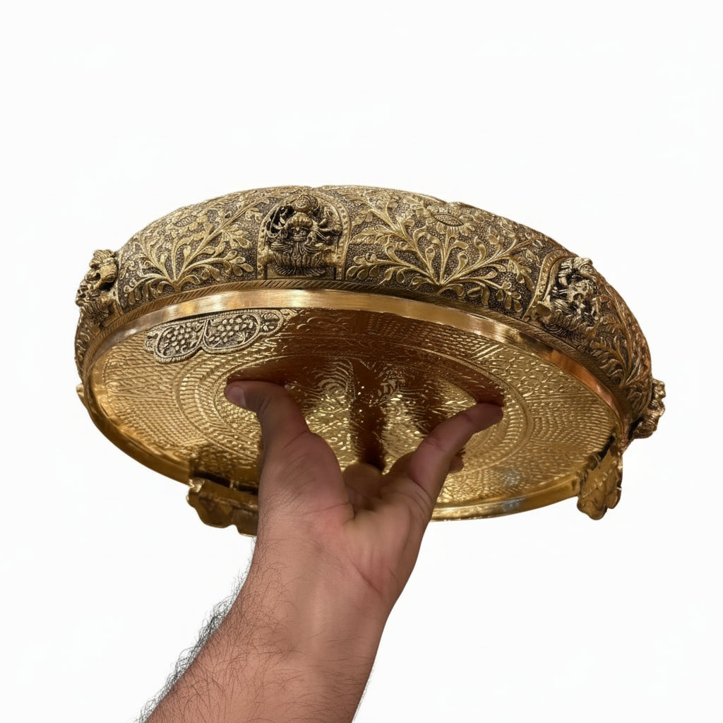Brass Ashta Lakshmi Urli – Big Size Antique Finish Bowl for Pooja & Home Décor